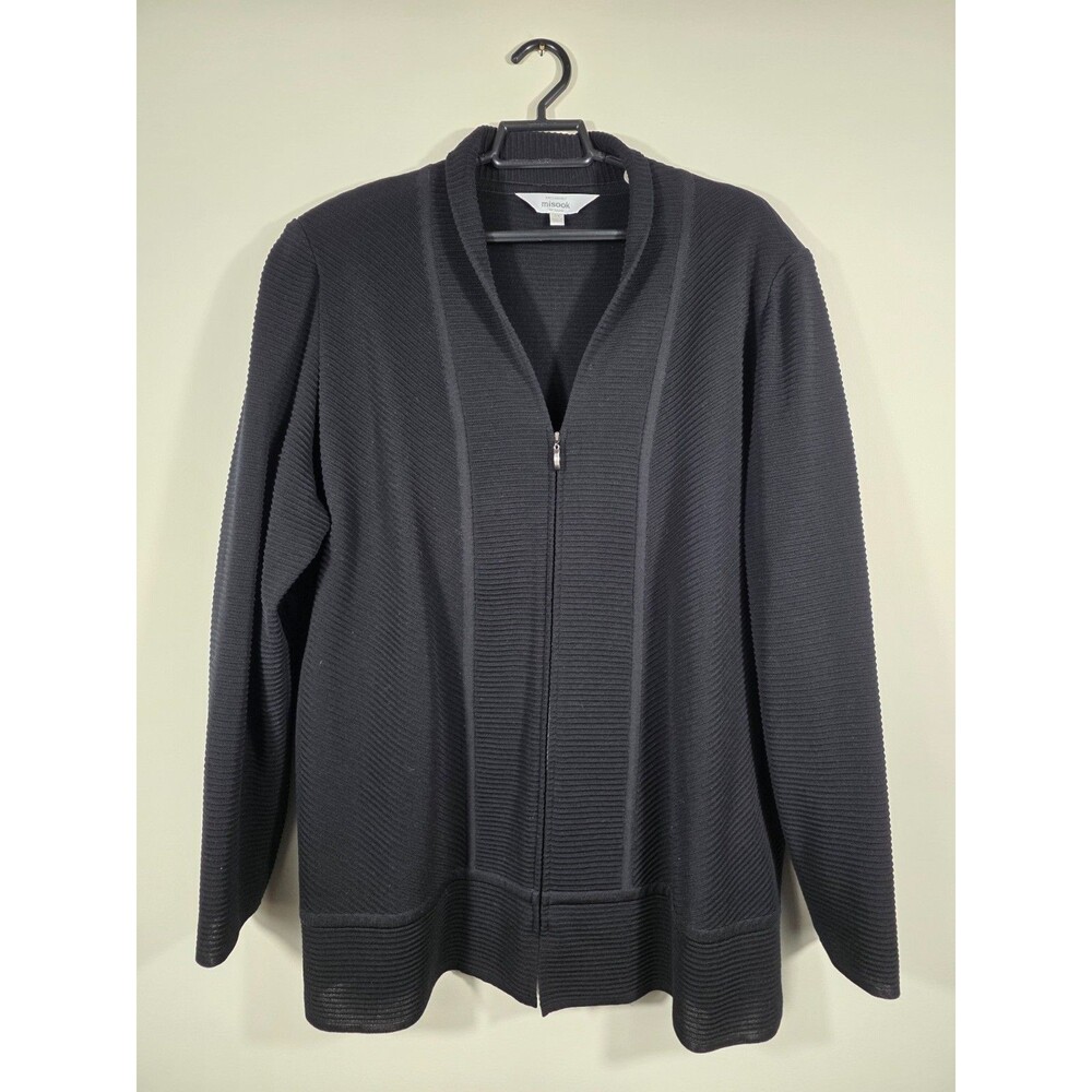Exclusively MISOOK Plus Black Acrylic Zip Up Sweater Jacket Size 3X Career Plus